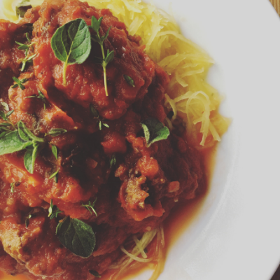 Elk Pizzaiola with Spaghetti Squash